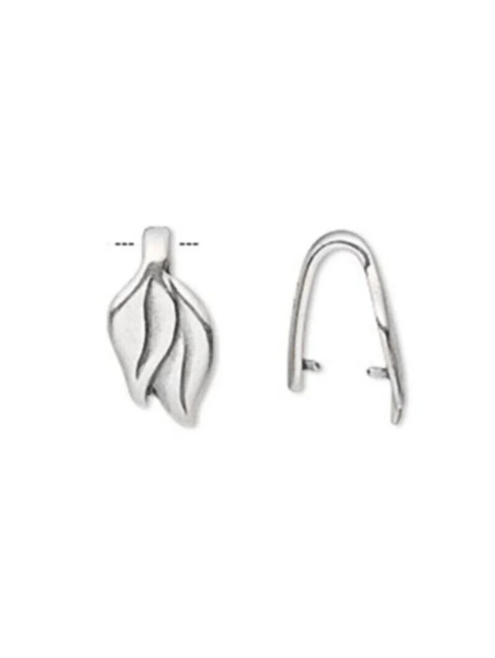 Antiqued Silver Pewter Leaf 11mm Fancy Pinch Pendant Bail JBB Findings Israel